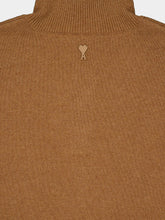 Ami Paris Brown High-Collar Wool Sweater