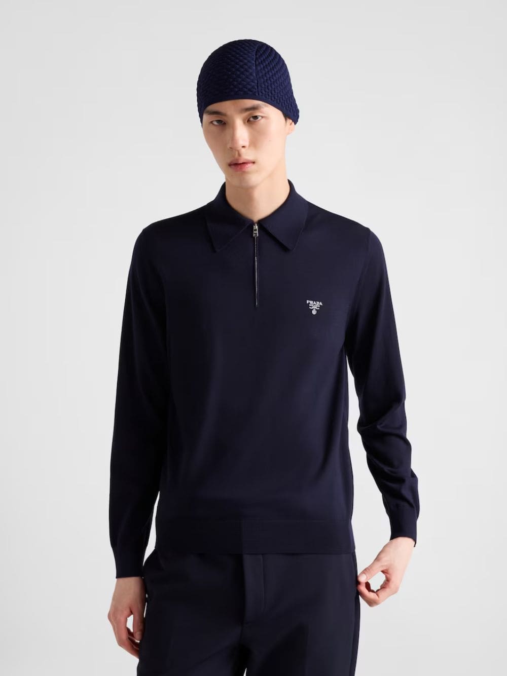 Blue Superfine Wool Polo Shirt