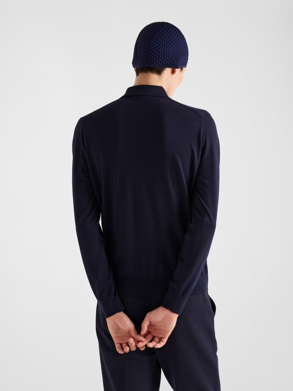 Blue Superfine Wool Polo Shirt