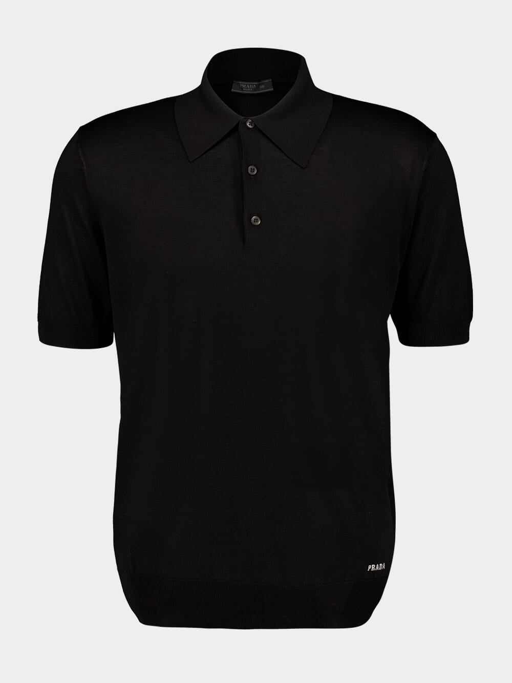 Black Silk Polo Shirt