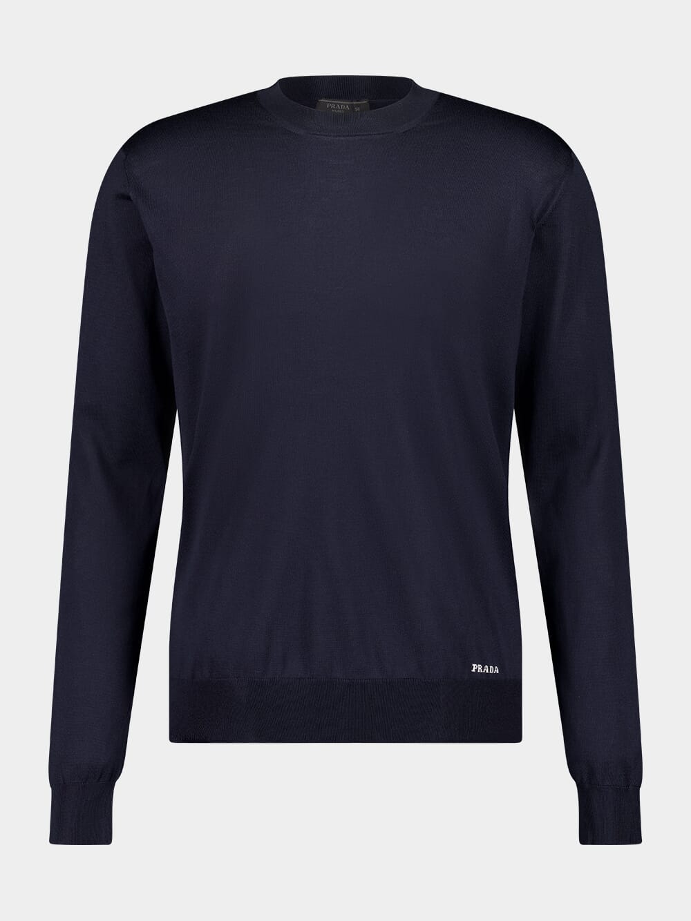 Navy Blue Silk Crew-Neck Sweater