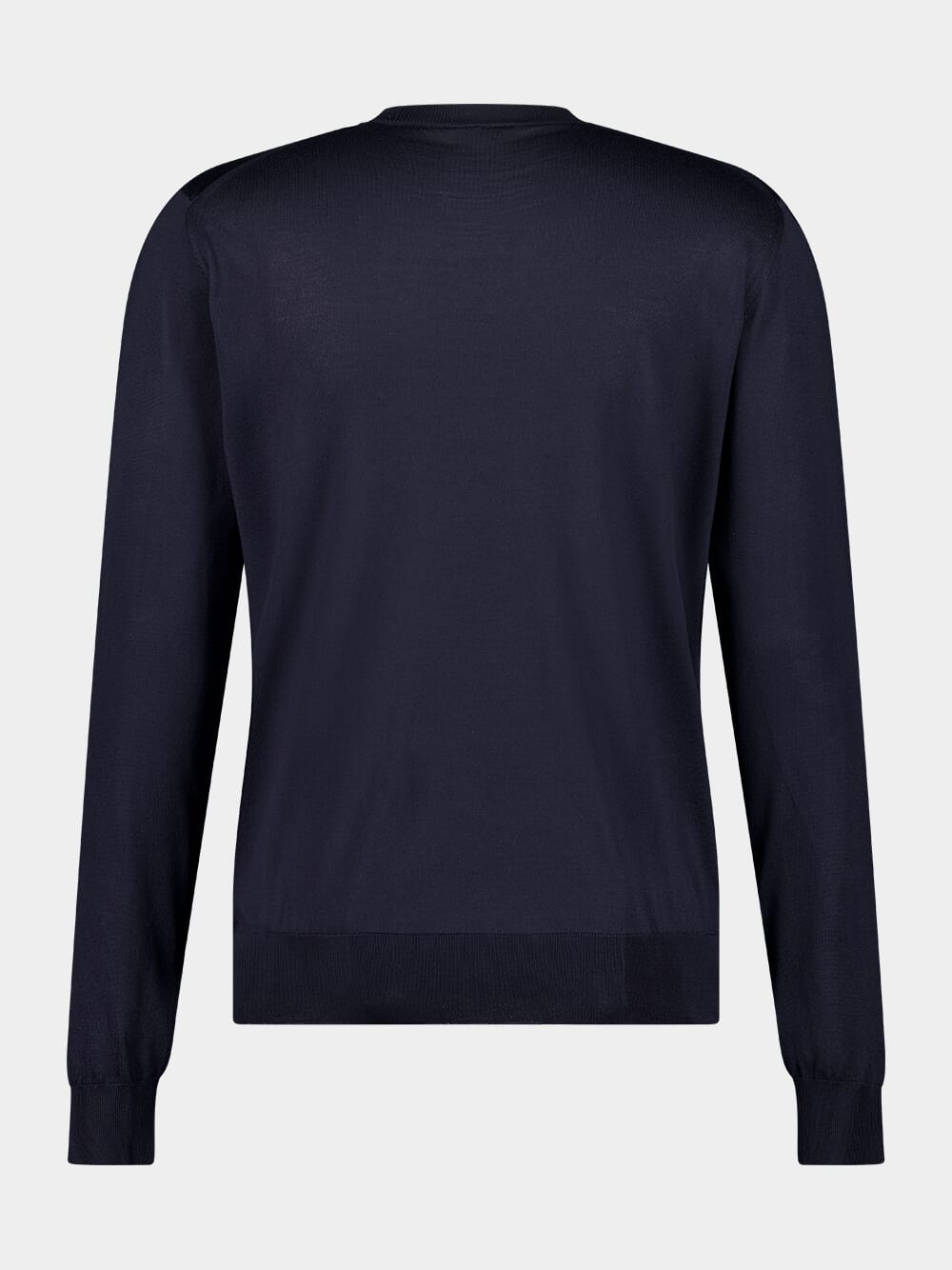 Navy Blue Silk Crew-Neck Sweater