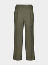 Prada Forest Green Wide-Leg Wool Pants
