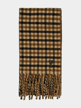 Ami Paris Cognac and Black Checked Wool Scarf