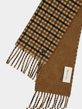 Ami Paris Cognac and Black Checked Wool Scarf
