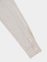 Ami Paris Loden Green and White Cotton Striped Button Down Shirt