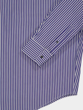 Ami Paris Royal Blue Cotton Embossed Striped Ami De Coeur Boxy Shirt