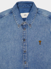 Ami Paris Used Blue Cotton Button-Down Ami De Coeur Shirt