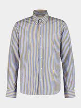Ami Paris Navy Blue and Honey Striped Cotton Shirt