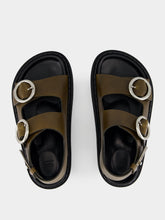 Ami Paris Black Olive Leather Fussbet Sandals