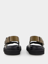 Ami Paris Black Olive Leather Fussbet Sandals