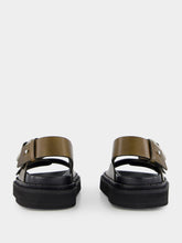 Ami Paris Black Olive Leather Fussbet Sandals