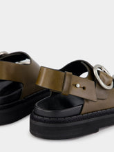 Ami Paris Black Olive Leather Fussbet Sandals