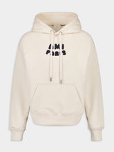 Ami Paris Beige Cotton Sweatshirt with Knitted Patch