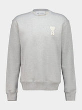 Ami Paris Ash Grey Cotton Knitted Ami De Coeur Sweatshirt