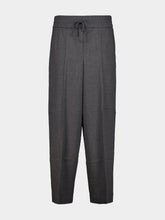 Ami Paris Carbon Grey Elasticated-Waist Wool Trousers