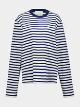 Ami Paris Ink Blue and White Cotton Marinière T-Shirt