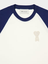 Ami Paris Cream and Blue Boxy Fit Cotton T-Shirt