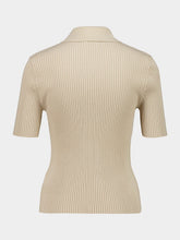 Courrèges Cappuccino Iconic Rib Knit Polo Shirt