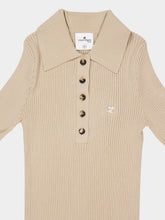 Courrèges Cappuccino Iconic Rib Knit Polo Shirt