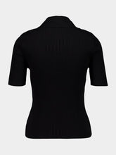 Courrèges Black Iconic Rib Knit Polo Shirt