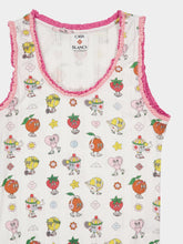 Casablanca White Frill Tank Top with Cartoon Print
