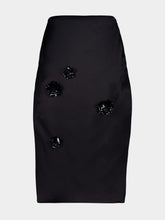 Black Duchesse Satin Midi Skirt