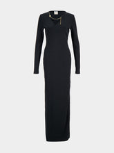 Casablanca Black Jewellery Ribbed Wool Maxi Dress