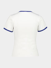 Casablanca White and Blue Tennis Club Cotton Ringer T-Shirt
