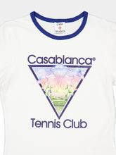 Casablanca White and Blue Tennis Club Cotton Ringer T-Shirt