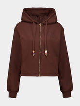 Casablanca Dark Brown Cropped Hooded Sweatshirt