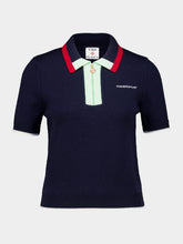 Casablanca Navy Merino Short Sleeve Polo Shirt