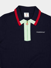 Casablanca Navy Merino Short Sleeve Polo Shirt