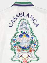 Casablanca White Hotel Emblem Silk Short Sleeve Shirt