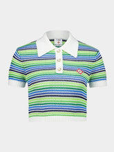 Casablanca Green Stripe Short Sleeve Polo Shirt
