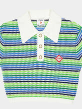 Casablanca Green Stripe Short Sleeve Polo Shirt