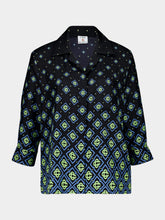 Casablanca Black Degrade Monogram Long Sleeve Silk Shirt