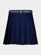 Casablanca Navy Blue Pleated Tennis Skirt with Logo Waistband