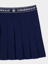 Casablanca Navy Blue Pleated Tennis Skirt with Logo Waistband