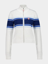 Casablanca White and Blue Striped Mesh Bomber Jacket