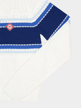 Casablanca White and Blue Striped Mesh Bomber Jacket