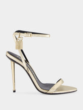 Tom Ford Pale Gold Laminated Nappa Leather Padlock Pointy Naked Sandal