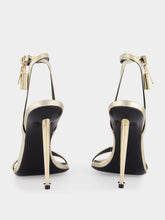 Tom Ford Pale Gold Laminated Nappa Leather Padlock Pointy Naked Sandal