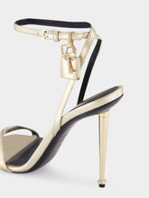 Tom Ford Pale Gold Laminated Nappa Leather Padlock Pointy Naked Sandal