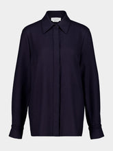 Dark Navy Blue Cashmere and Silk Long Sleeve Shirt