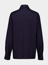 Dark Navy Blue Cashmere and Silk Long Sleeve Shirt