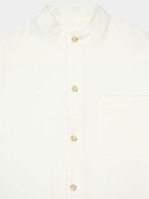 Commas White Stand Collar Hemp Viscose Shirt
