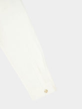 Commas White Stand Collar Hemp Viscose Shirt