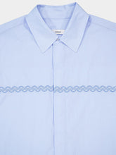Commas Blue Embroidered Cotton Voile Shirt