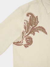 Commas Dark Cream Embroidered Cotton Shirt